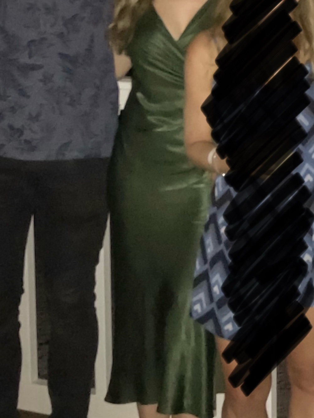 Zara Green Satin Slip Midi Dress - size medium